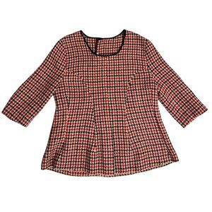 Hache Wool Blend Peplum Top Red Black Tweed Made in Italy Size 42 US 6